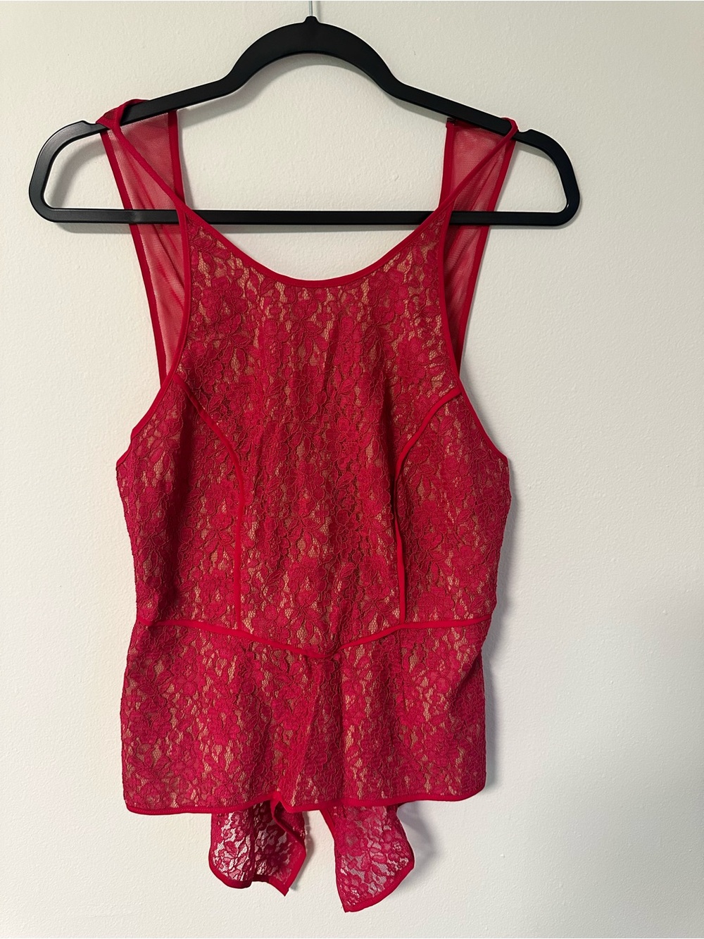 BCBGMaxAzria Red Lace Camisole Tank